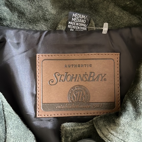 StJohns Bay Women’s Leather (suede) Jacket Buttons down Colour Dark Green - Picture 4 of 4